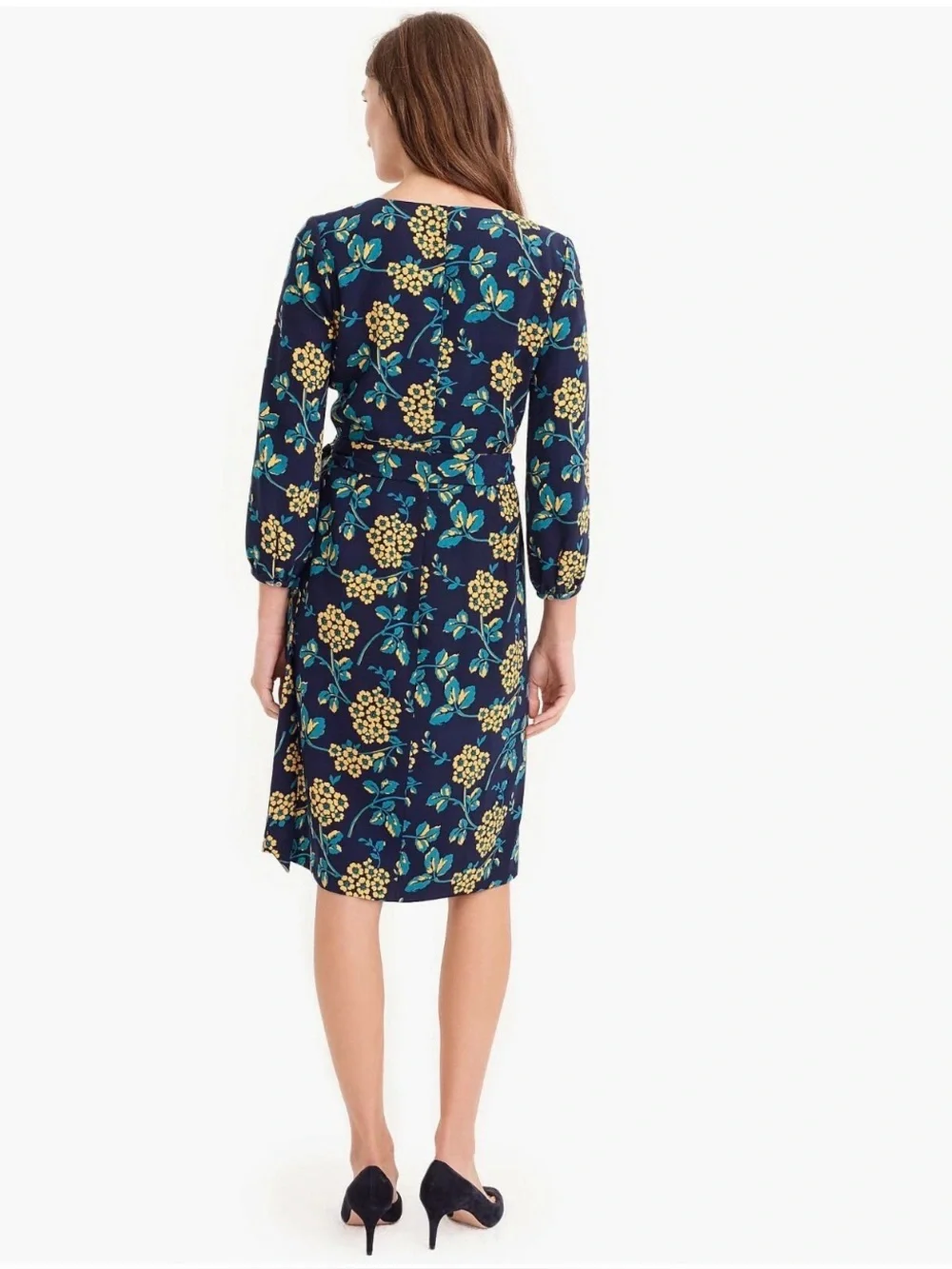 NWT J. Crew 365 Golden Floral Crepe Wrap Dress Preppy Classic Womens 14